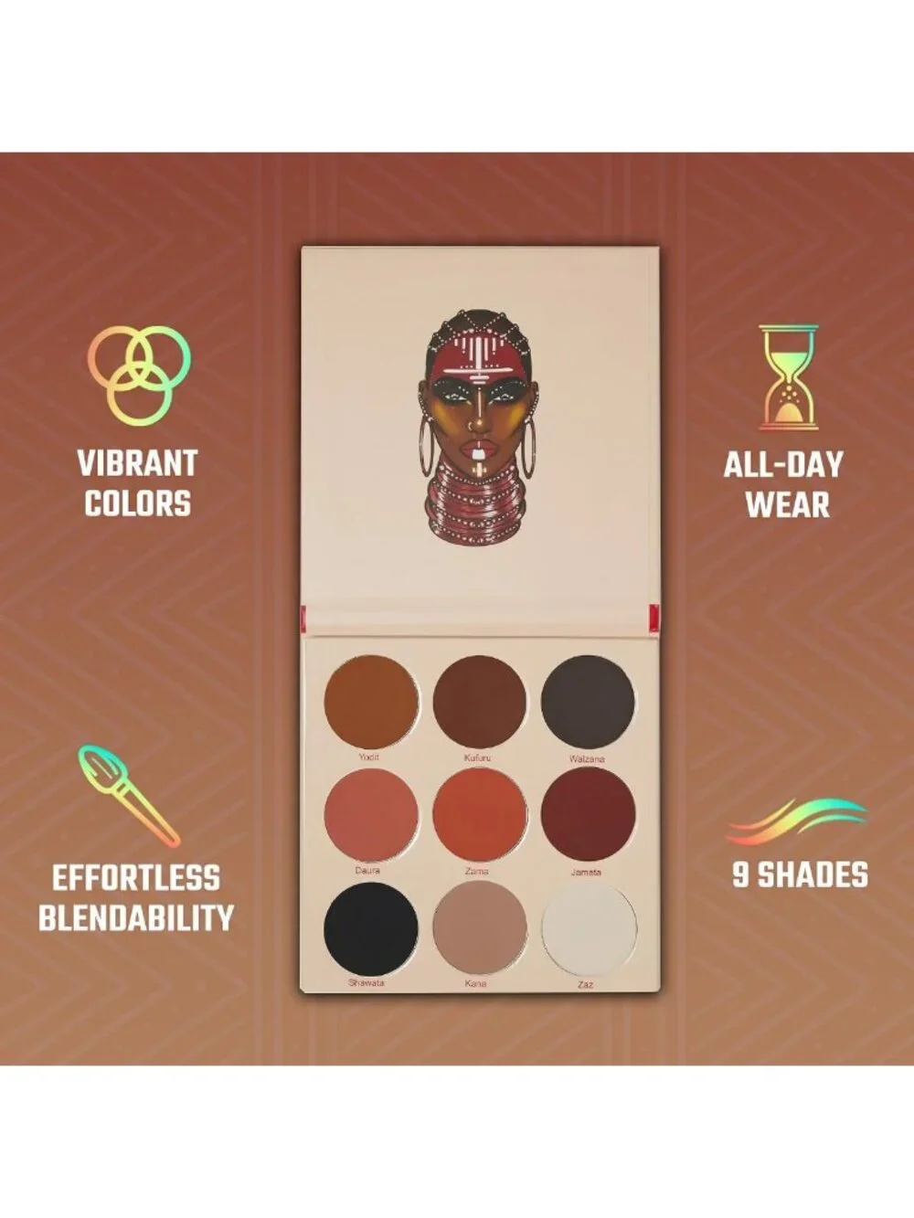 Vibrant 9-Color Eyeshadow Palette - Highly Pigmented Makeup for Bold Looks